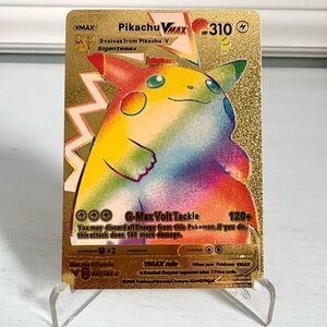 Pokemon Rainbow Pikachu VMAX Gold Foil Fan Art Card HP310